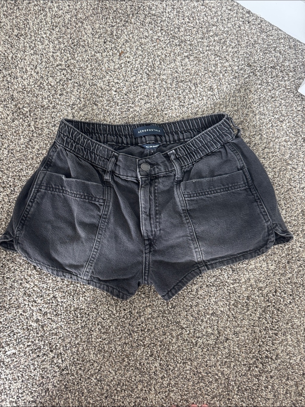 Aeropostale Black High-Waist Denim Shorts with Elastic Waistband